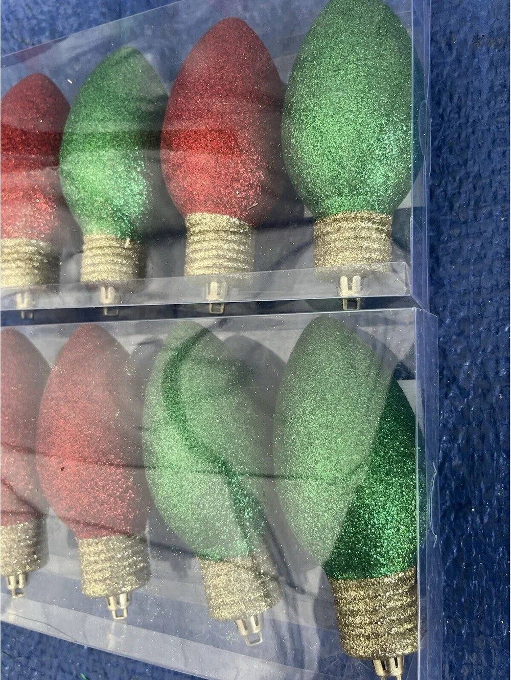 Large Glitter Bulb Ornaments (2 4-packs)  Green Red